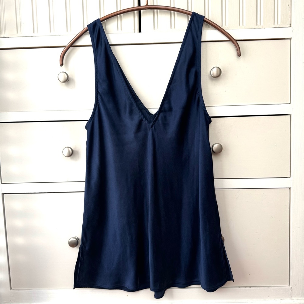 J.CREW The 2003 Washed Silk V-Neck Tank Bias Cut size 2